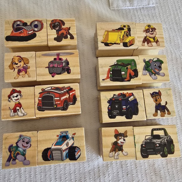 Other - Paw Patrol Wooden Stamps Pups and Vehicles 16 Piece
